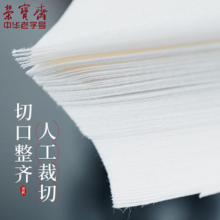 荣宝斋 宣纸 文房四宝书画练习宣纸100张/刀 初学者书法毛笔纸国画练习纸半生半熟宣生宣毛边纸 100