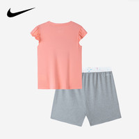 NIKE 耐克 小童装女童DRI-FIT速干运动短T短裤2件套夏儿童短袖套装