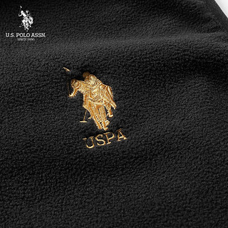 U.S. POLO ASSN.US抓绒马甲男立领男士马甲秋冬抓绒背心男坎肩男保暖外套男 【KXL32589】黑色 M（适合105斤）