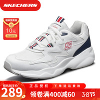 斯凯奇（Skechers）男鞋青春校园休闲运动鞋增高厚底复古熊猫鞋老爹鞋999090 白色/蓝色/红色 WBRD 40 /7.5
