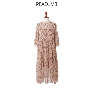 readme读我女士真丝宽松显瘦复古印花蕾丝连衣裙70823513