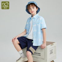 拉比(Labi Baby)中大童衬衫夏清新暖男云朵印花刺绣款 云朵拉比蓝色 150