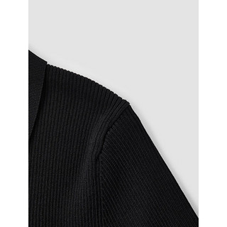 Semir森马针织衫女紧身撞色休闲2024夏季polo领上衣时尚 黑白色调00391 150/76A/XS