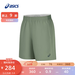 ASICS 亚瑟士 运动短裤男子舒适透气反光夜跑运动裤 2011D071-001 军绿色 XL