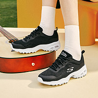 SKECHERS 斯凯奇 熊猫鞋女鞋织物镂空透气增高休闲老爹鞋 66666196-BKW