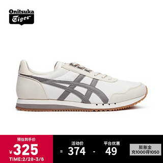 Onitsuka Tiger鬼塚虎男女款慢跑鞋轻便潮流舒适休闲鞋子时尚运动鞋DUALIO 米色/灰色 45