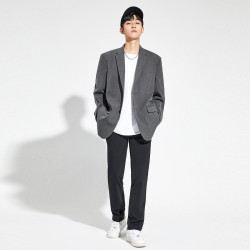 peacebirdmen太平鸟男装奥莱春灰色西服韩版潮流西装套装休闲外套痞帅