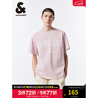 杰克·琼斯（JACK&JONES）夏季做旧蜡染印花字母百搭宽松纯棉工装短袖T恤男224201082 C18 尘埃粉 常规 C18 尘埃粉 165/88A/XS