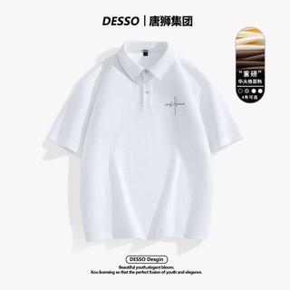 唐狮DESSO港风polo衫男短袖夏季华夫格重磅潮流t恤宽松五分袖