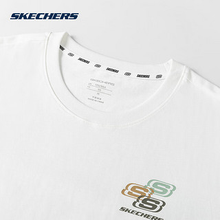 斯凯奇（Skechers）短袖男女同款夏季透气衣服休闲纯色圆领简约t恤衫 FHL221M209-0019 亮白色 M