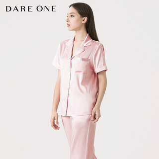 DARE ONE【】真丝睡衣LUCKY桑蚕丝短袖长裤舒适家居服 甜梦粉 XL/175