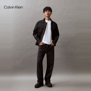Calvin Klein Jeans24春夏男士刺绣贴袋拉链衬衫领工装夹克外套J325507 BEH-太空黑 XXL