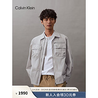 Calvin Klein Jeans24春夏男士刺绣贴袋拉链衬衫领工装夹克外套J325507 PC8-银河灰 XXL