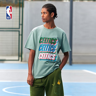 NBA 欢乐的运动系列-凯尔特人队宽松T恤男运动休闲短袖夏季圆领上衣 凯尔特人队/浅绿色 3XL