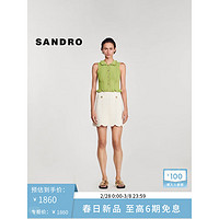 SANDRO2024早春女装法式木耳领橄榄绿针织马甲上衣SFPCA01004 802/橄榄绿色 3