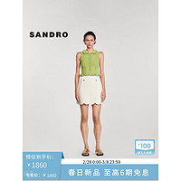 SANDRO2024早春女装法式木耳领橄榄绿针织马甲上衣SFPCA01004 802/橄榄绿色 2