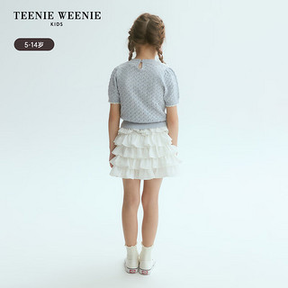 Teenie Weenie Kids小熊童装24春夏女童全棉镂空蕾丝领毛衣 浅蓝色 130cm