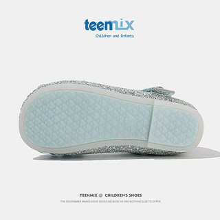 天美意（TEENMIX）天美意女童水晶鞋公主2024春季儿童皮鞋水钻演出单鞋宝宝 蓝色 单层  26码