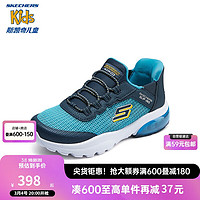 Skechers斯凯奇闪穿鞋儿童时尚休闲鞋男童一脚蹬春秋款透气运动鞋403834L 海军蓝色/青绿色/NVTQ 30