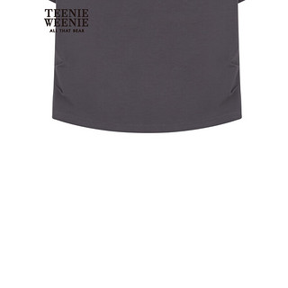 Teenie Weenie小熊女装2024年夏季素色抽褶合体短款T恤多巴胺 深灰色 160/S