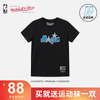 Mitchell&Ness 夏季纯棉圆领短袖T恤NBA球队版印花大LOGO速干衫