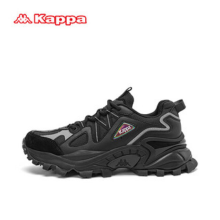 KAPPA卡帕运动老爹鞋子男女同款百搭休闲鞋厚底显高透气户外跑步鞋 黑色/银色 39