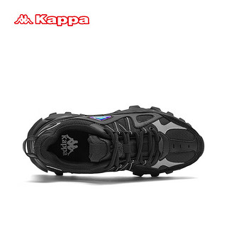 KAPPA卡帕运动老爹鞋子男女同款百搭休闲鞋厚底显高透气户外跑步鞋 黑色/银色 39