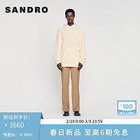 SANDRO2024早春男装法式纯色简约绒感连帽针织卫衣SHPTR00559 淡褐色 XS