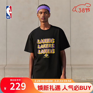 NBA欢乐的运动系列 金州勇士队/湖人队 宽松T恤男子运动休闲短袖 湖人队/黑色 L