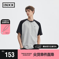 英克斯(inxx)APYD 潮牌夏新品简约宽松休闲短袖T恤男女同款APE2010637 灰黑拼接色