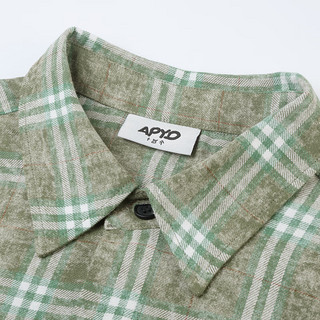 英克斯（inxx）APYD 时尚潮牌夏新品格纹短袖衬衣男女同款APE2040645 绿色 S
