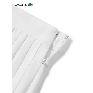 LACOSTE法国鳄鱼女装24春季纯色通勤百褶半身裙裙子JF7104 70V/米白色 34/155