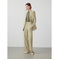 朗姿复古直筒高腰显瘦气质长裤女2024年春季时尚高级感休闲裤 卡其绿色 XL