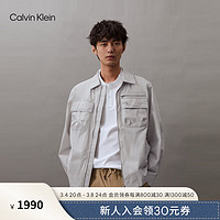 Calvin Klein Jeans24春夏男士刺绣贴袋拉链衬衫领工装夹克外套J325507 PC8-银河灰 M