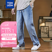 唐狮 TONLION男橡筋分割牛仔长裤TB 浅牛仔蓝 XXL