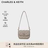 CHARLES&KEITH24春季菱格多用单肩腋下包小方包包女包女士CK2-80782260 Taupe灰褐色 M