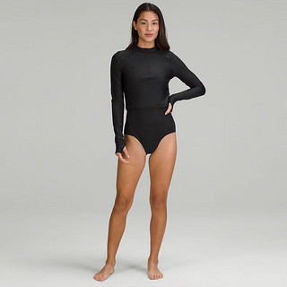 lululemon 丨Waterside UVP 女士半拉链泳装上衣 LW2DLXS 黑色