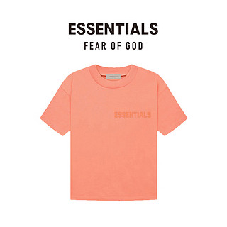 FEAR OF GOD ESSENTIALS植绒LOGO系列棉质圆领短袖T恤 美式高街舒适潮牌透气简约内搭 珊瑚色 XL