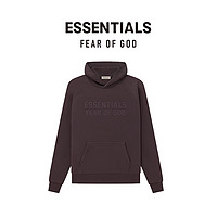 FEAR OF GOD ESSENTIALS胶印正中LOGO系列棉质连帽卫衣美式高街宽松潮牌时尚加绒外套 梅紫色 L