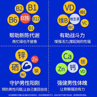 云南白药多维元素片男士性功能21锌镁片多种维生素矿物质片复合维生素b族成人非促睾酮素保元德多维元素 3瓶【周期装】焕发活力