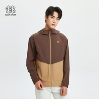 可隆 KOLON SPORT男子户外轻量防晒皮肤衣防泼水连帽夹克外套上衣 深棕色DN 180/XL