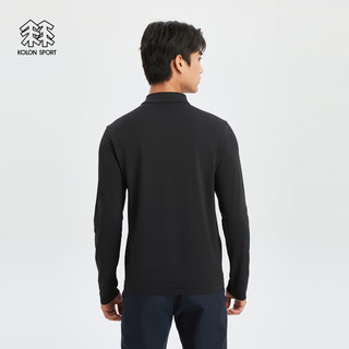 可隆 KOLON SPORT户外男子一体织半拉链长袖运动登山T恤 黑色BK 190/3XL