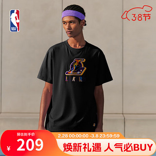 NBA球队文化系列 金州勇士队/凯尔特人队 宽松T恤男夏季运动休闲短袖 洛杉矶湖人/黑色 2XL