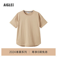 AIGLE艾高短袖T恤2024年春夏UPF40+防紫外线防晒户外运动女 杻藤杏色 AT576 M