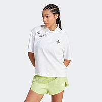 adidas 阿迪达斯 涂鸦风宽松翻领短袖POLO衫女装adidas阿迪达斯官方轻运动IA3160