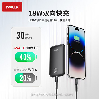 爱沃可（iWALK）超薄磁吸充电宝5000毫安迷你便携可爱magsafe快充移动电源可上飞机适用苹果15/14/13 白 白色/薄/短途用/5000毫安