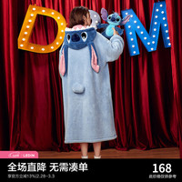 乐町史迪仔睡袍女秋冬长款珊瑚绒睡衣出门加厚可爱法兰绒家居服 婴儿蓝