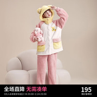 乐町维尼熊联名迪士尼可爱少女睡衣套装女冬天加厚珊瑚绒家居服 维尼熊小蜜蜂套装【抱抱绒】