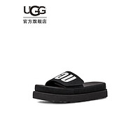 UGG 女士舒适休闲厚底简约字母时尚沙滩凉拖鞋 1110110 黑色/银色 39