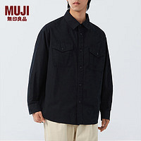 无印良品（MUJI）男式 棉 双口袋衬衫 男士长袖衬衣外套 AC0A0C4S早春 黑色 M (170/92A)